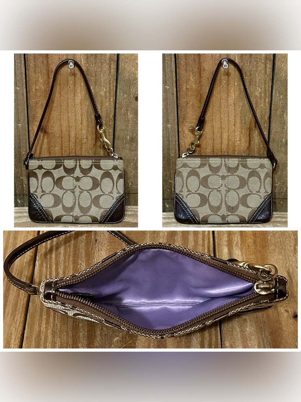 Coach. Sutton Signature Swingpack Crossbody Bag & Signature Monogram Wristlet. - Picture 13 of 16